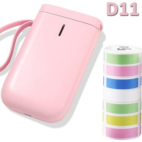 Pink Niimbot Label printer add 3Rolls D11 Price Sticker Portable BT Thermal Label Printer Home and Office use USB Cable