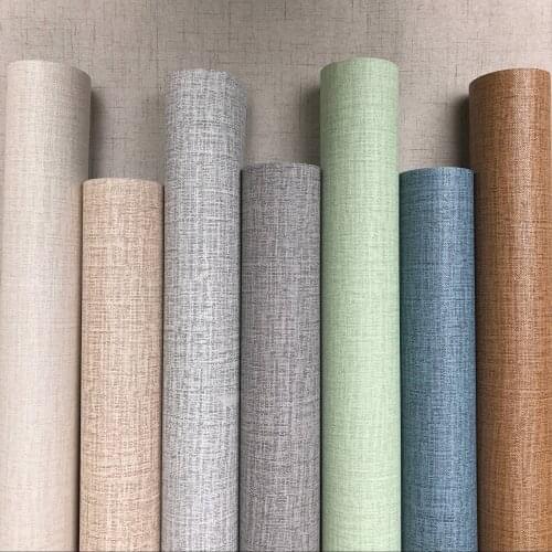 10m wallpaper self-adhesive, bedroom warm, living room decoration, waterproof paste, linen pattern wallpaper