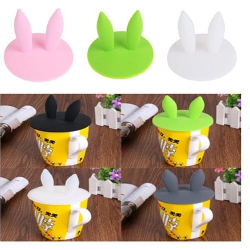 Cute Anti-dust Silicone Cup Cover Cats Ears Lids Coffee Lid Heat-Resistant Reusable Seal Cover Mugs Water Cup Accessories