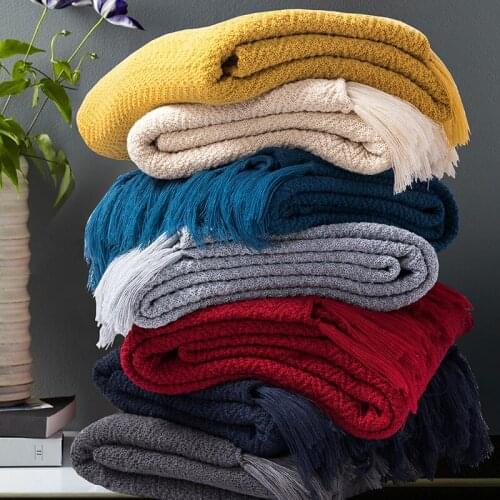 Nordic Sofa Blanket Office Nap Shawl Blanket Hand-woven Blanket Leisure Air Conditioning Blankets for Beds Knitted Blanket