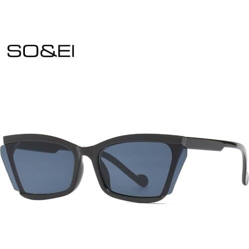 SO&EI Fashion Cat Eye Sunglasses Women Vintage Semi-Rimless Gradient Mirror Eyewear Men Trending Sun Glasses Shades UV400