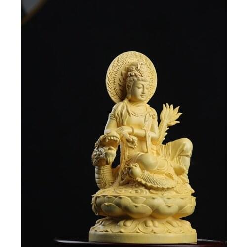 18cm Boxwood Wood Statue Figure Statue Buddha God Myth Feng Shui Office Decoration Collection Wood Statue