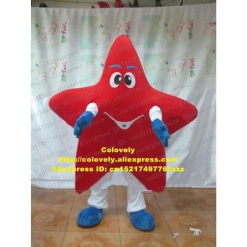 Fresh Red Asterastrstar Starfish Sea Star Stelleroid Asteroidia Mascot Costume With Short Blue Eyebrows Black Eyes No.8265 FS