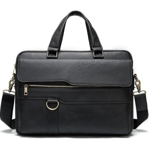 Vintage Brand Design Genuine Leather Mens Briefcase Cowhide Laptop Bag Male Office Bag Document Bag Business Handbag Tote