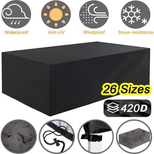 26 Size 420D Oxford Heavy Duty Outdoor Furniture Cover Waterproof and Dustproof Garden Terrace Household General Dust Cover