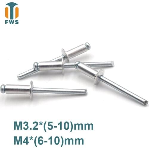 10 PCS M3.2/M4 5-10mm DIN EN ISO 15977 GB /T 12618.1 Aluminum Open End Blind Rivets Pop Rivets With Protruding Head