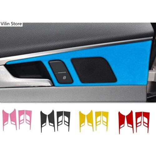Alcantara suede warping For Audi A4 2017-2020 Car Inner Door Handle Bowl Frame Cover Molding Trim Stickers car Accessories