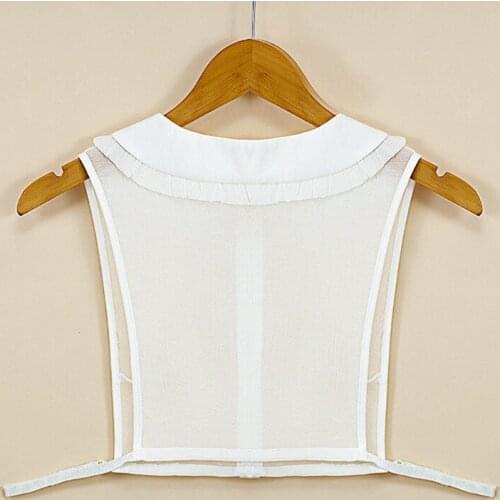 Womens Half Shirt Blouse Ruffles Lapel Fake Collar Necklace Detachable Dickey Q1QA