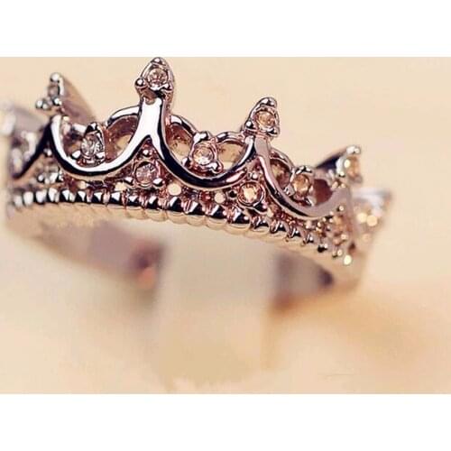Hot Fashion Queen Crown Ring For Women Luxury Brand Crystal Jewellery Love Ring Femme Bijoux wedding engagement rings