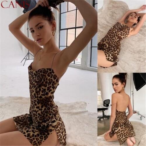 Leopard Print Sexy Lingerie Women Backless Sexy Underwear Slim Lingerie Sexy Hot Erotic Mini Dress Femme Babydoll Ladies New
