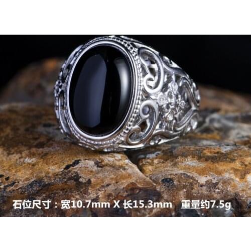 925 sterling silver ring empty support custom personality national diamond pestle silver jewelry opening turquoise ring drag