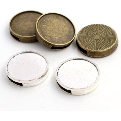 5pcs 20mm Inner Size Antique Silver Plated Colors Square Cabochon Base Cameo Setting Charms Pendant For 10 mm Leather Bracelet