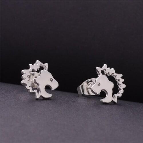 10pcs/lot Newest Unique Animal Earring Jewelry Cute Lion Face Earring In Gold/Silver King of Animals Gift For Friend