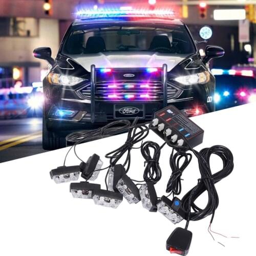 16LED Wired Control Flashing Warning Light Strobe Police Signal Lights Red Amber White Blue LED Daytime Running Light Fog Lamp