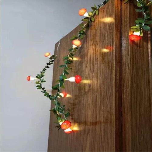 20leds 10leds Green Leaf Vine Mushroom String Light Sunflower Garland LED Lights New Year Weeding Christmas Party Garden Decor