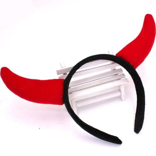 Children Demon Red Ox Horn Hair Hoop Cloth Headband Halloween Christmas Catoon Rabbite Party Cosplay Headwear Hair Accessories