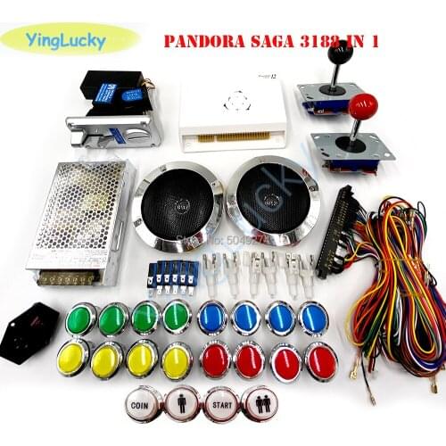 DIY arcade cabinet packages pandora 12 game board 3188 in 1 with LED buttons jamma cable 24V power switch arcade game