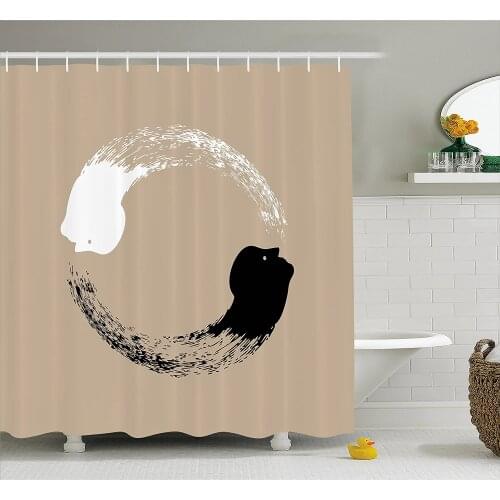 Yin and Yang Shower Curtain Abstract Artwork of an Ancient Symbol of Harmony Human Portraits Yoga Bathroom Curtains Home Decor