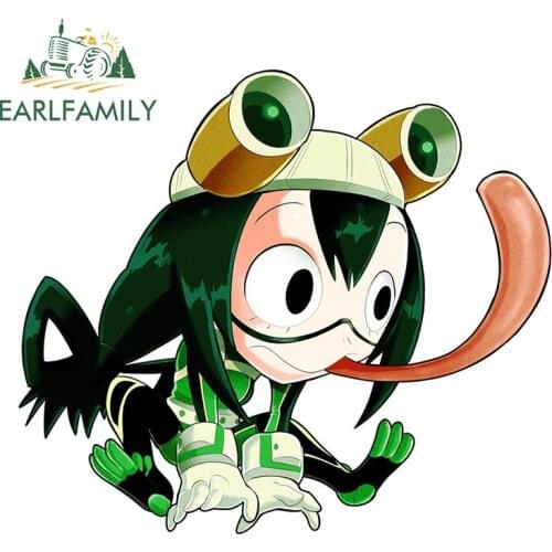 EARLFAMILY 13cm x 10.7cm Anime My Hero Academia Asui Tsuyu Sticker JDM Car Door Windows Helmet Decal Cartoon FROPPY Car Stickers