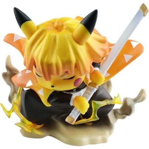 Pokemon Pikachu Zenitsu Anime Figure Demon Slayer Kimetsu no Yaiba PVC Toys Model Action Xmas Gift Kids Cute Doll Cosplay Figma
