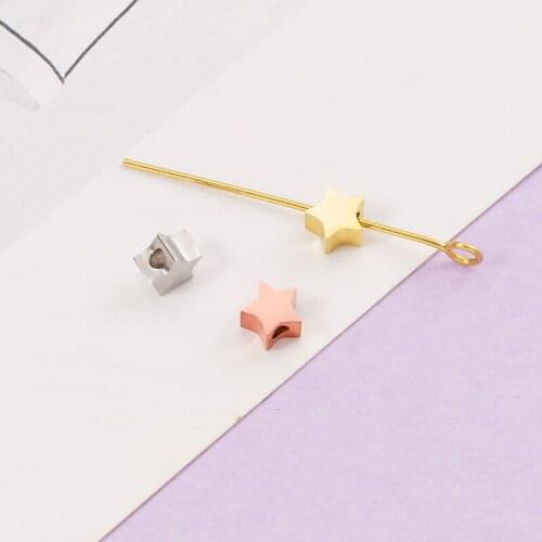 Fnixtar 1.2mm Hole Beads Charms Stainless Steel Small Star Polished Charms for Women DIY Choker Necklace Charm 3*5mm 20piece/lot