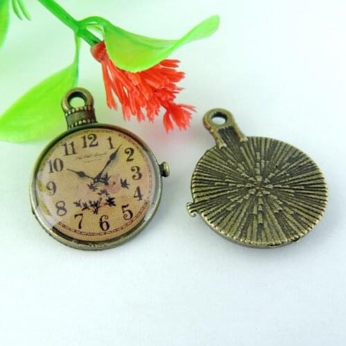 GraceAngie 20pcs/pack Wholesale Vintage Bronze Tone Zinc Alloy Pocket Watch Pendant Charms Findings For Antique Collector