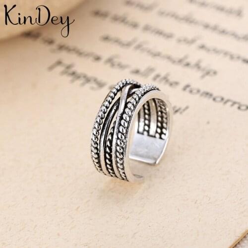 Kindey Silver Color Multilayer Rings Handmade Adjustable Size Rings For Men Women Open Finger Jewelry