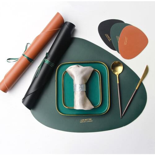 Leather Placemats Tableware Pad Waterproof Oil-proof Resistant Heat Insulation Table Mats PU Coaster Cup for Kitchen Home Decor