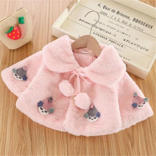 0-4 Years Baby Girls Thick Cloak Coat Snowman Print Outerwear Girls Warm Poncho Jacket Fall Winter Wool Blends Girls Coats Tops