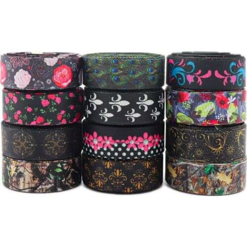 10 Yards 1" 22MM Flowers Printed Grosgrain Ribbons For Hair Bows DIY Handmade Materials Y2020122407