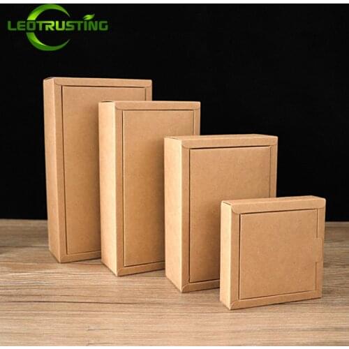 Leotrusting 10pcs High Quality Gift Paper Folding Box Natural Kraft Paper Packaging Box Handmade Wedding Party X-mas Present Box