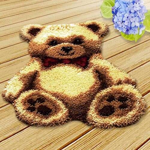 Cute Bear Needlework Crochet Embroidery Latch Hook Rug Kit DIY Carpet Embroidery Cross Stitch Unfinished latch hook rug kits DIY