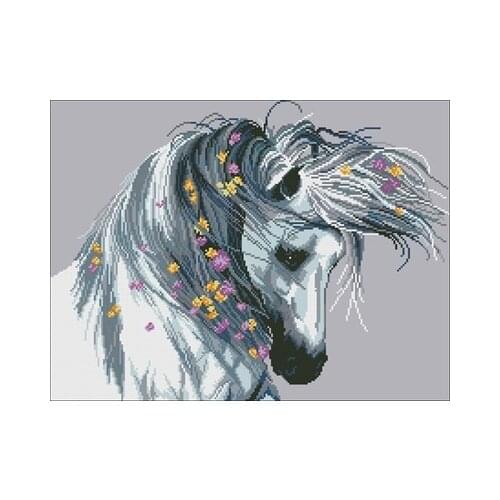 Playful horse Needlework,For Embroidery,DIY 14CT Unprinted Arts Cross stitch kits Set Cross-Stitching Home Decor