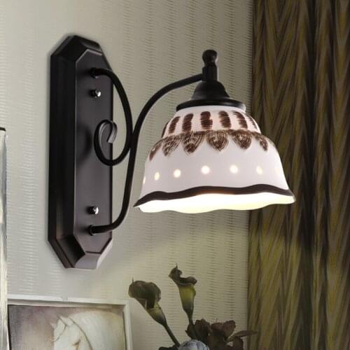American Ceramic Wall light Retro Bedside Lamp Easy To Install Corridor Living Room/Bedroom/Restaurant Retro E 27 AC 90-260 V