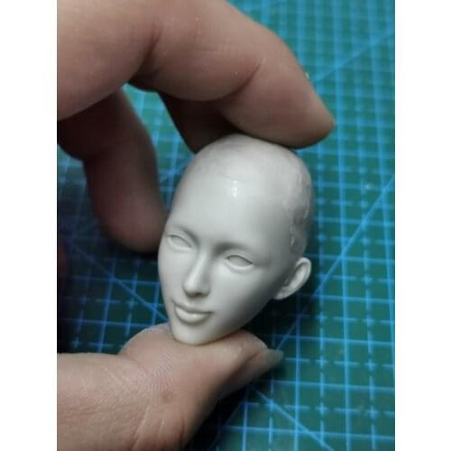 1/6 Scale Smile Beauty Girl Unpainted Head Model for 12''Figure Body DIY