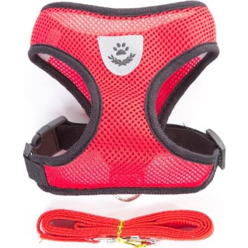 New Design Pet Dog Harness Mesh Breathable Pet Vest Comfortable Sports Collars for Small Medium Dogs Adjustable Nylon Leash 20E