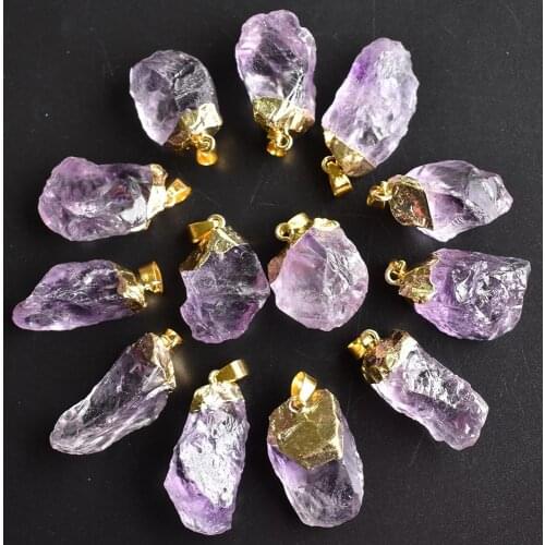 Wholesale 12pcs/lot Natural Stone Pendant Necklace Brazil Amethysts Crystal random-shaped Stones Reiki Fashion Mineral Jewelry