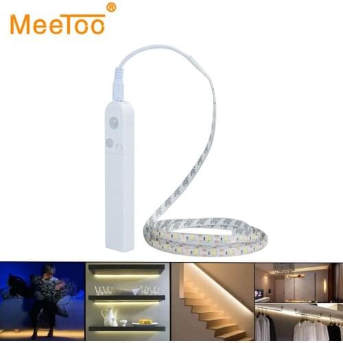 PIR Motion Sensor Activated LED Strip Night Light Flexible Battery Operated Automatic Kit For Wardrobe Cabinet Bed Stair Lights