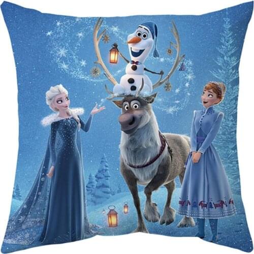 Disney Frozen Elsa Anna Anime Plush Pillowcase Cartoon Printing Cushion Cover Plush Soft Pillowcase Home Decoration Kids Toys