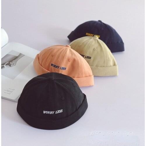 Children Melon Skin Hat Fashion Boys and Girls Letter Embroidered Small Round Hat Hip Hop Hat Boys and Girls Landlord Caps