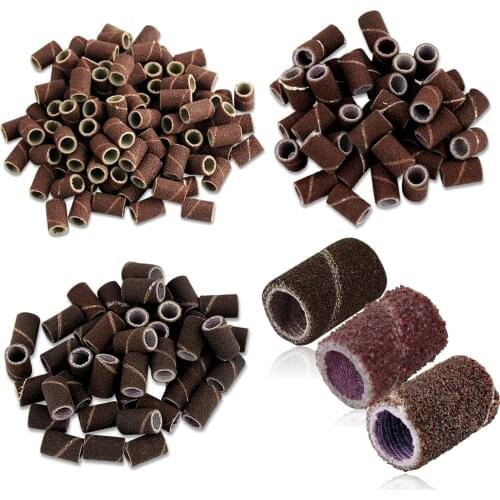50pcs/Set Sanding Drum 80#/120#/180# Grit Bands Machine Bits Circle For Dremel Rotary Nail Drill Manicure Abrasive Sleeves Tools
