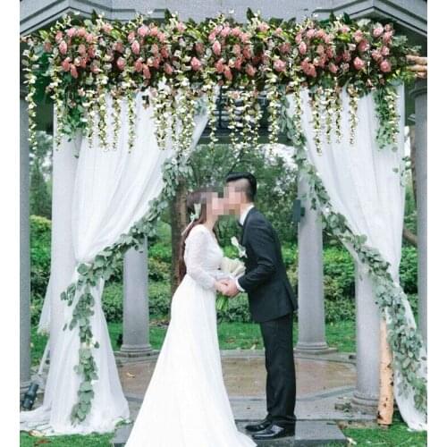 Wedding rose with grass green artifical sunflower strips for pavillion Wedding canopy flower decoration Event Props 3M x 24cm