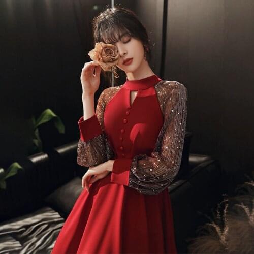 Evening Sexy Party Dress 2021 New Host Temperament Banquet Skirt Autumn Waist Slim Mid Length Womens Spring Vestidos Dresses