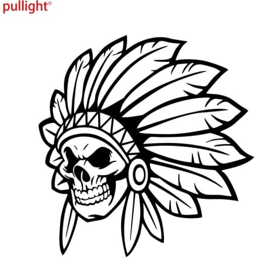 Native Indian Skull Face Skeleton Headdress Car Truck Window Vinyl Decal Sticker