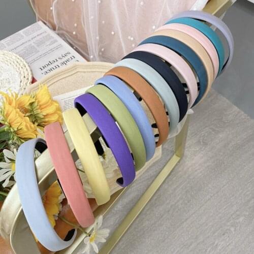 Candy Color Sponge Hair Band Fashion Hair Accessories Womens Solid Color Fine Edge Fabric Washing Hairband Cute Hair Hoop New
