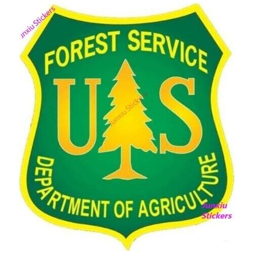 Green and Yellow US Forest Service Shield Colorful Car Stickers and Decals (Set Foresty Logo Hike) Exterior Decoration KK14*7cm