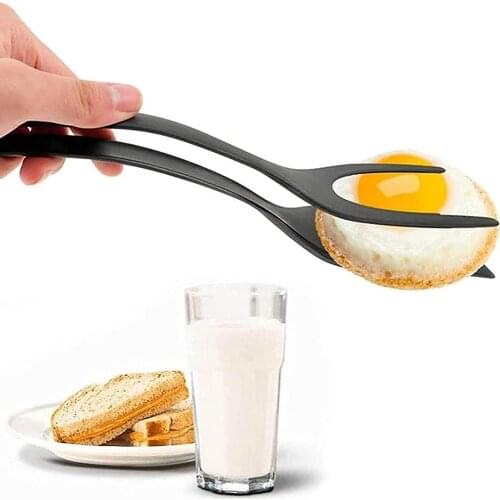 Fried Egg Spatula 2-in-1 Multifunctional Non-stick Grip Flip Tongs Egg Turner Pancake Toasted Bread Cooking Tool Kitchen 2021