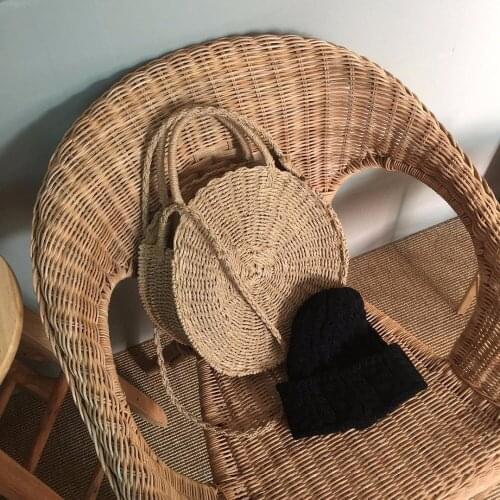 HOT Bohemian beach casual women shoulder bags Handmade hollowed-out straw Circular bags Versatile Circle Crossbody Bags