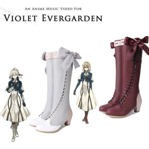 New Anime Violet Evergarden Cosplay Shoes Violet Evergarden Boots Zipper-up Halloween Carnival Party Shoes for Women Size 33-44
