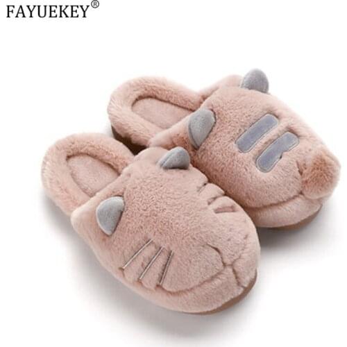 Womens Cute Cat Soft Home Slippers Women men Warm Sweety Ladies Flat Woman Furry Plush couple Casual Comfortable House Shoes